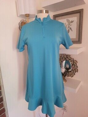Tommy Bahama women's zip-front golf dress in a scuba blue color Large